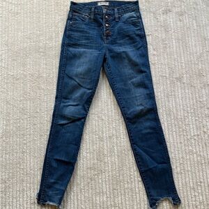 Madewell Jeans 10" High Riser Skinny Skinny Button Front Frayed Ankle Denim 26